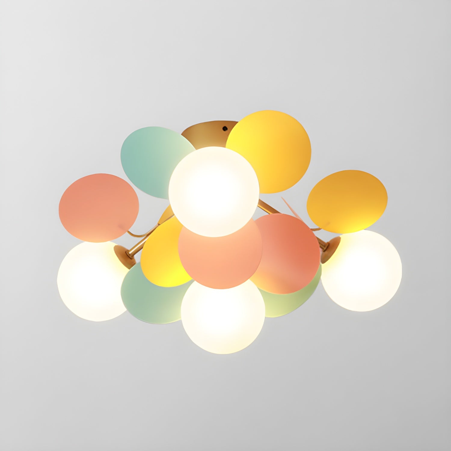 Round Macaron Ceiling Lamp | Colorful Metal & Glass Design for Children's Rooms, Offices & Indoor Spaces