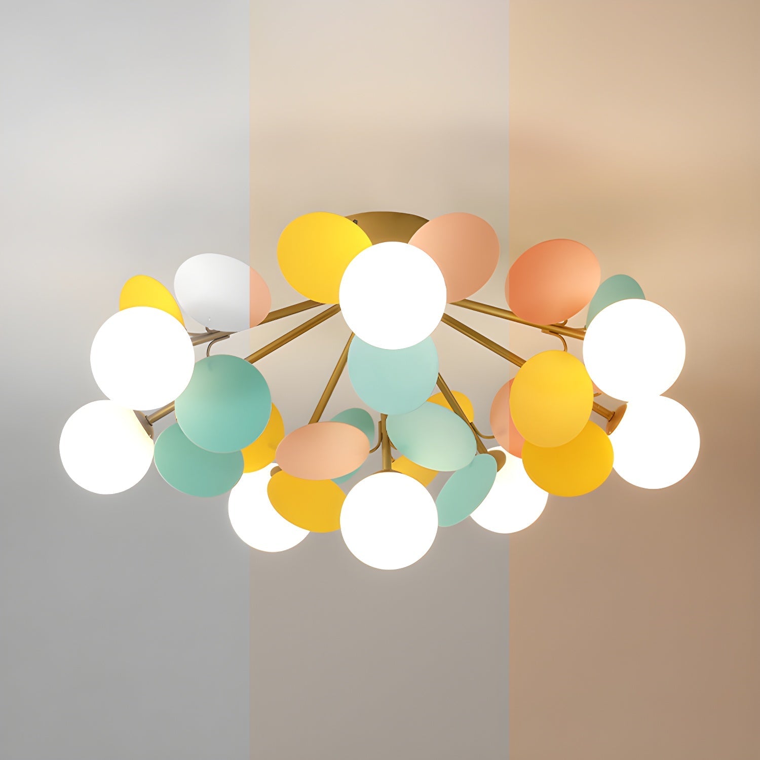 Round Macaron Ceiling Lamp | Colorful Metal & Glass Design for Children's Rooms, Offices & Indoor Spaces
