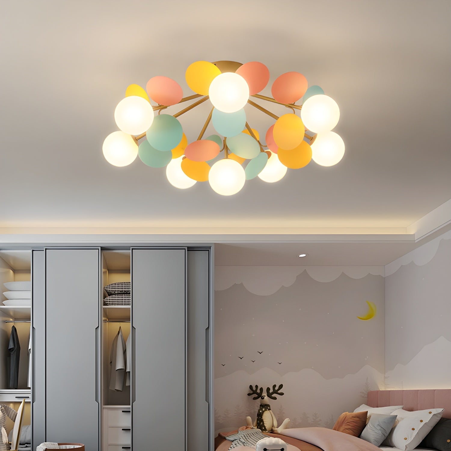 Round Macaron Ceiling Lamp | Colorful Metal & Glass Design for Children's Rooms, Offices & Indoor Spaces