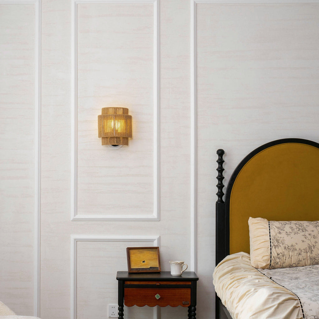 Rustic Weave Wall Lamp | Handwoven Hemp Rope Design for Cozy Indoor Lighting