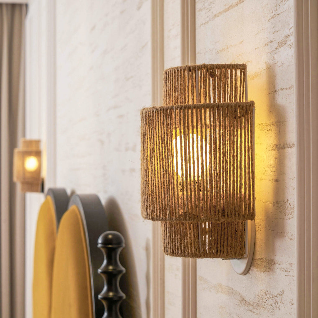 Rustic Weave Wall Lamp | Handwoven Hemp Rope Design for Cozy Indoor Lighting