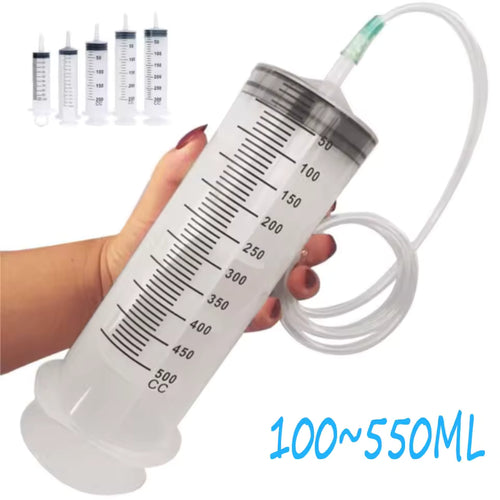 Large Capacity Nutrient Syringe | Multi-Size Fluid Injector with 39-Inch Hose for Pet Feeding, Oil & Adhesive Dispensing