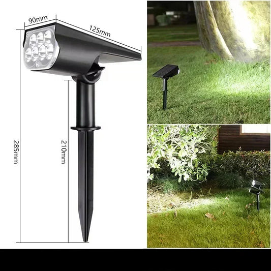 LED Solar Spotlight Garden Light - Adjustable In-Ground Waterproof Lamp for Outdoor Landscape Lighting & Wall Illumination