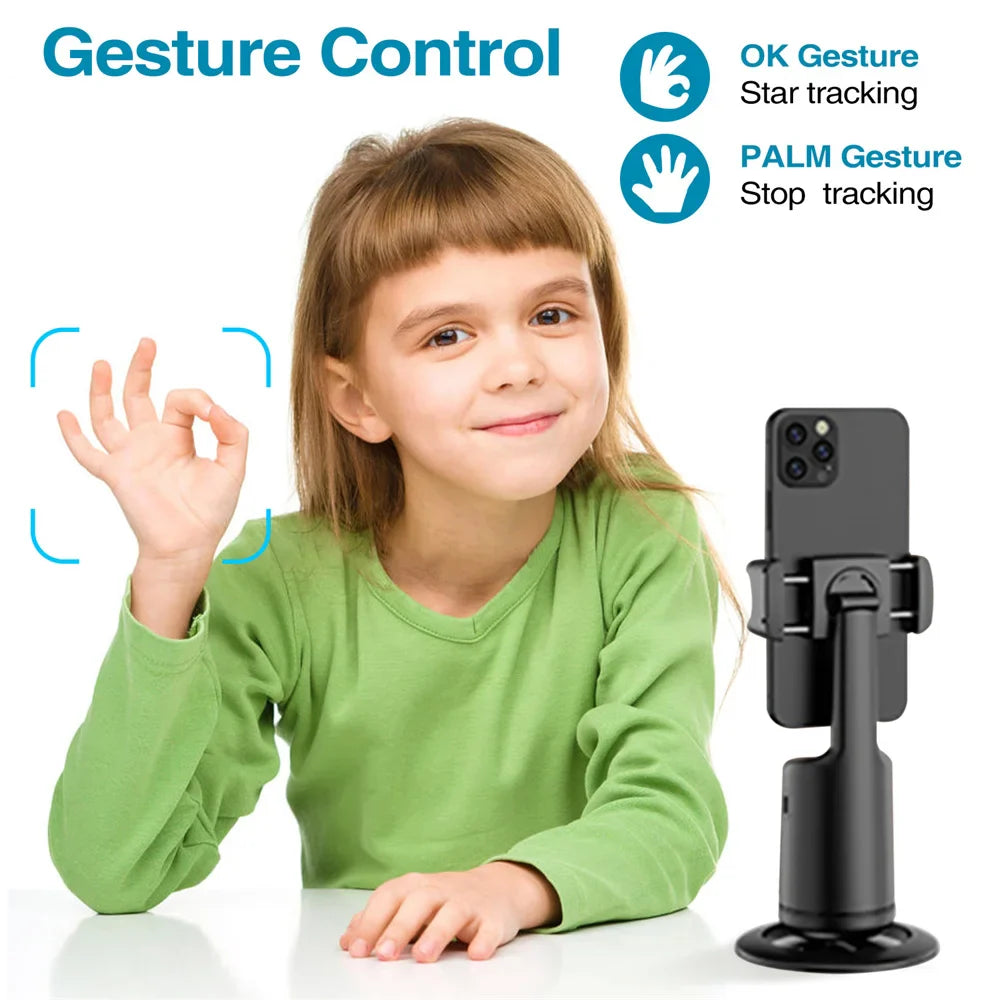 360° Face Tracking Phone Holder | Auto Tracking Gimbal with Gesture Control for Smartphones