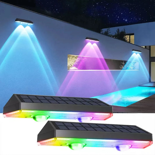 LED Solar Fence Lights - 2/4 PCS RGB & Warm White Outdoor Step Lights - IP65 Waterproof Wall Decor for Garden & Patio Lighting