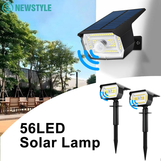 LED Solar Landscape Spotlights - Waterproof Motion Sensor Outdoor Lighting for Garden, Yard, Pathway & Porch - 3 Modes