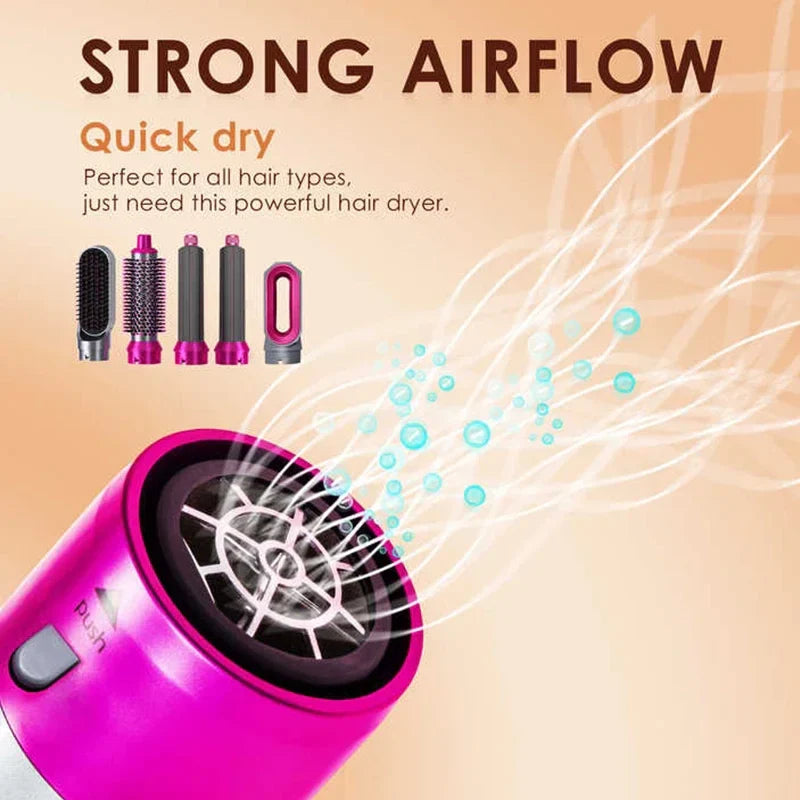 5-in-1 Hair Dryer | Negative Ion Styling Solution, Straightener, Curler, Blow Dryer & Brush in One Tool