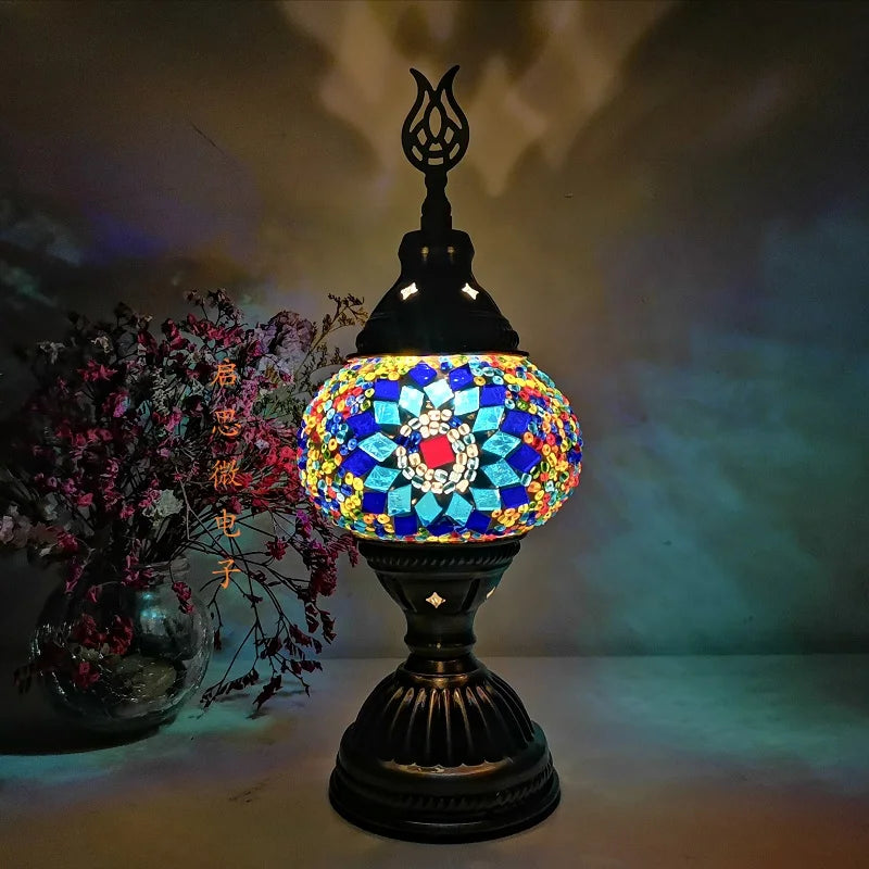 Turkish Adana Mosaic Table Lamp - Colorful Handcrafted Lighting Fixture for Living Room & Bedroom Decor