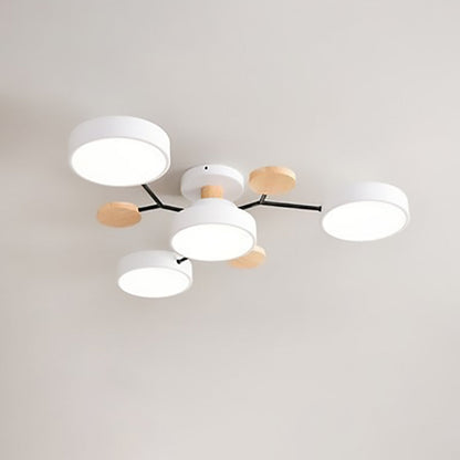 LED Semi-Flush Mount Ceiling Light - Scandinavian Round Molecule Branch Design for Living Room & Modern Spaces