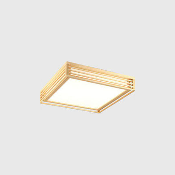 LED Flush Mount Ceiling Light - Nordic Solid Wood Square Fixture for Japanese Tatami Rooms & Low Ceilings