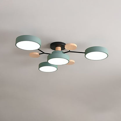 LED Semi-Flush Mount Ceiling Light - Scandinavian Round Molecule Branch Design for Living Room & Modern Spaces