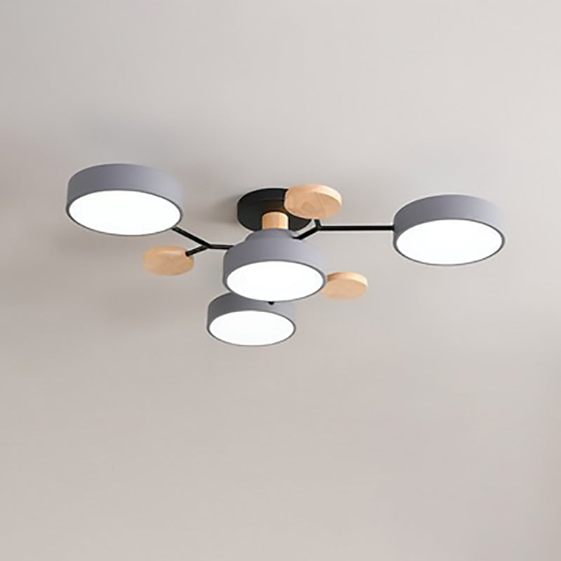 LED Semi-Flush Mount Ceiling Light - Scandinavian Round Molecule Branch Design for Living Room & Modern Spaces