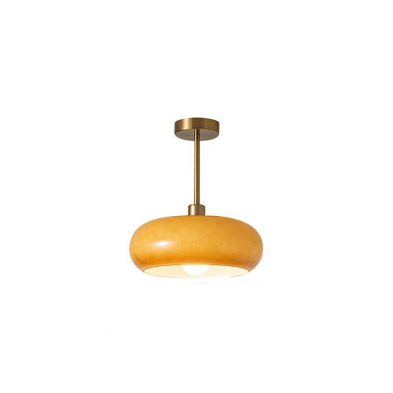 LED Pendant Light Fixture - Modern Retro Round Glass with Electroplated Copper Finish - Ideal for Kitchen & Dining Room Lighting