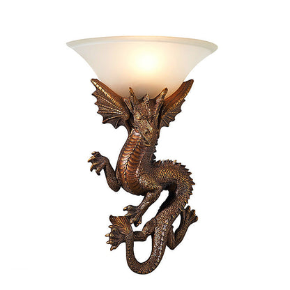 LED Wall Sconce Light Fixture - Traditional European Resin & Glass Design - Semi-Circular 1-Light for Living Room & Hallway