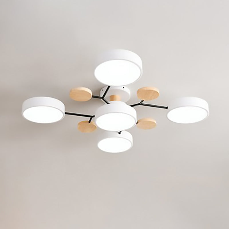 LED Semi-Flush Mount Ceiling Light - Scandinavian Round Molecule Branch Design for Living Room & Modern Spaces