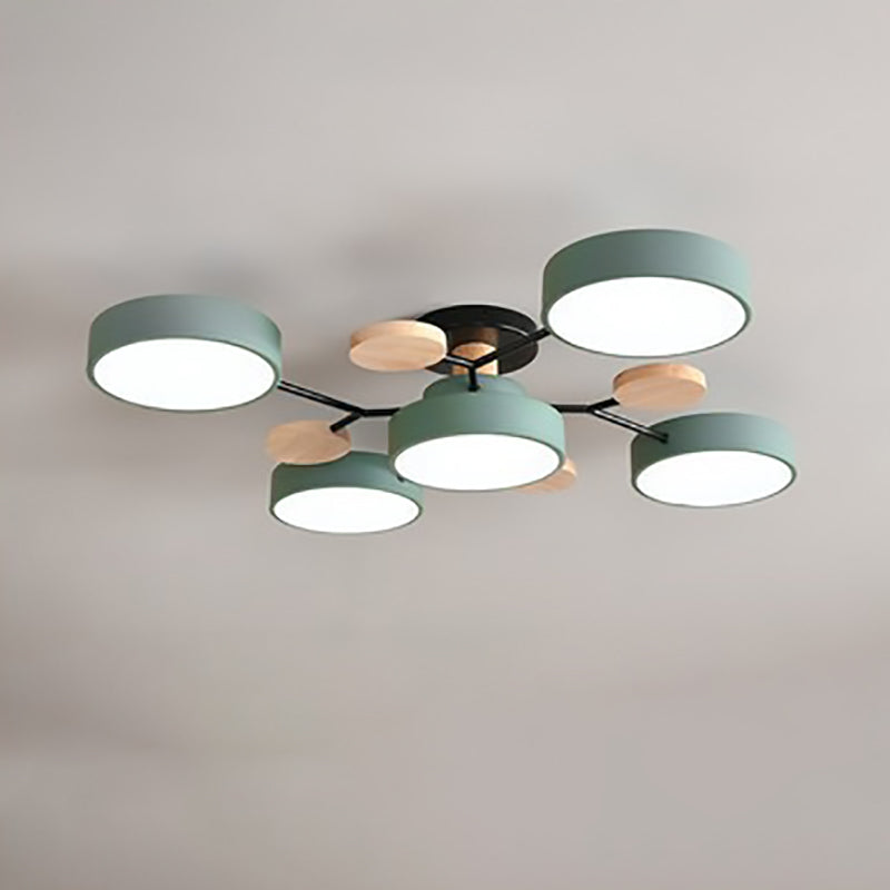 LED Semi-Flush Mount Ceiling Light - Scandinavian Round Molecule Branch Design for Living Room & Modern Spaces