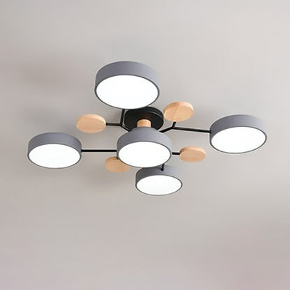 LED Semi-Flush Mount Ceiling Light - Scandinavian Round Molecule Branch Design for Living Room & Modern Spaces