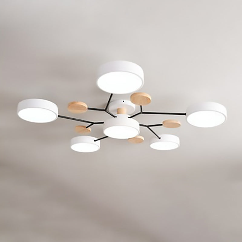 LED Semi-Flush Mount Ceiling Light - Scandinavian Round Molecule Branch Design for Living Room & Modern Spaces