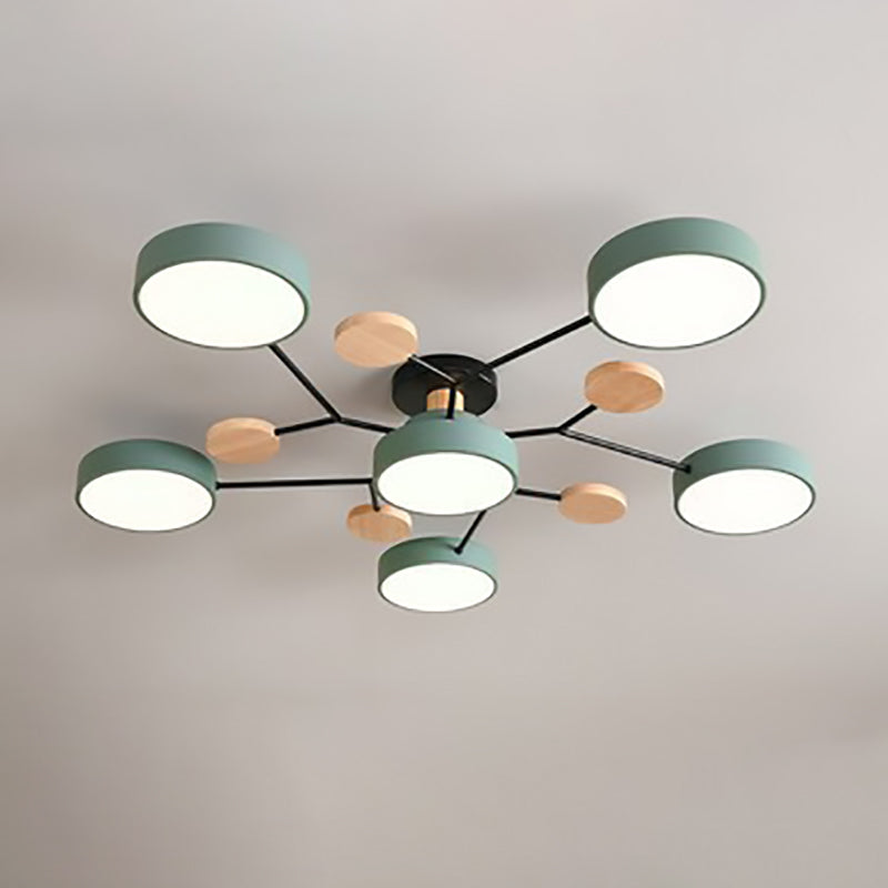 LED Semi-Flush Mount Ceiling Light - Scandinavian Round Molecule Branch Design for Living Room & Modern Spaces