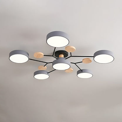 LED Semi-Flush Mount Ceiling Light - Scandinavian Round Molecule Branch Design for Living Room & Modern Spaces