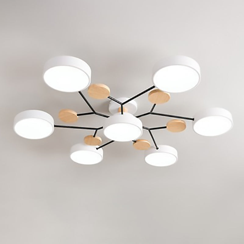 LED Semi-Flush Mount Ceiling Light - Scandinavian Round Molecule Branch Design for Living Room & Modern Spaces