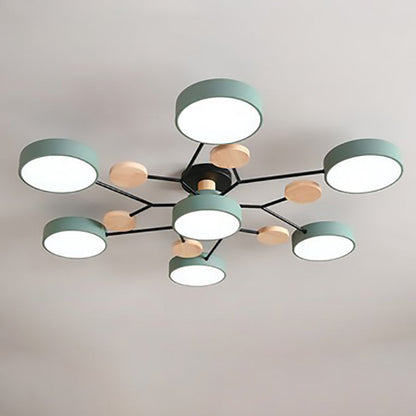 LED Semi-Flush Mount Ceiling Light - Scandinavian Round Molecule Branch Design for Living Room & Modern Spaces