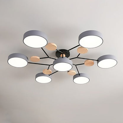 LED Semi-Flush Mount Ceiling Light - Scandinavian Round Molecule Branch Design for Living Room & Modern Spaces