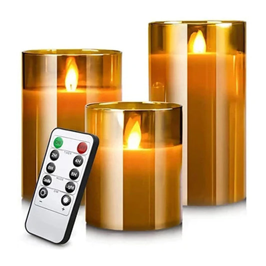 LED Electronic Candle Set with Remote Control Timers - Acrylic LED Candles for Christmas & Wedding Decorations