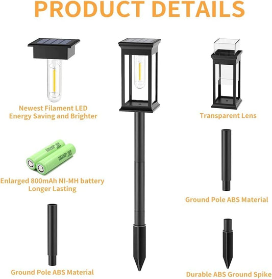 Solar Pathway Lights - Waterproof IP65 Garden Lighting for Walkway, Yard, and Landscape - Outdoor Decorative Lights for Lawn