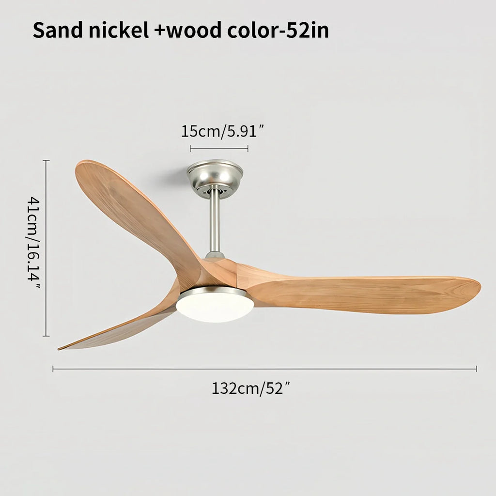 Nordic Solid Wood Ceiling Fan with Light | Reversible Motor, Quiet Operation & Ideal for Year-Round Home Comfort