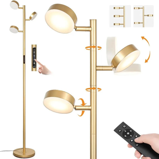 LED Floor Lamp with Remote & Touch Control, Gold Modern Standing Light, 4 Color Temperatures for Living Room & Home Decor