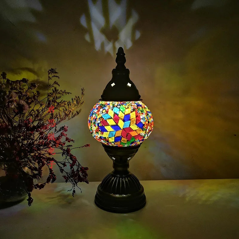 Turkish Adana Mosaic Table Lamp - Colorful Handcrafted Lighting Fixture for Living Room & Bedroom Decor