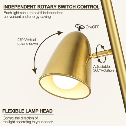 LED Tree Floor Lamp with 3 Adjustable Arms, Standing Pole Light for Living Room, Bedroom & Office Lighting