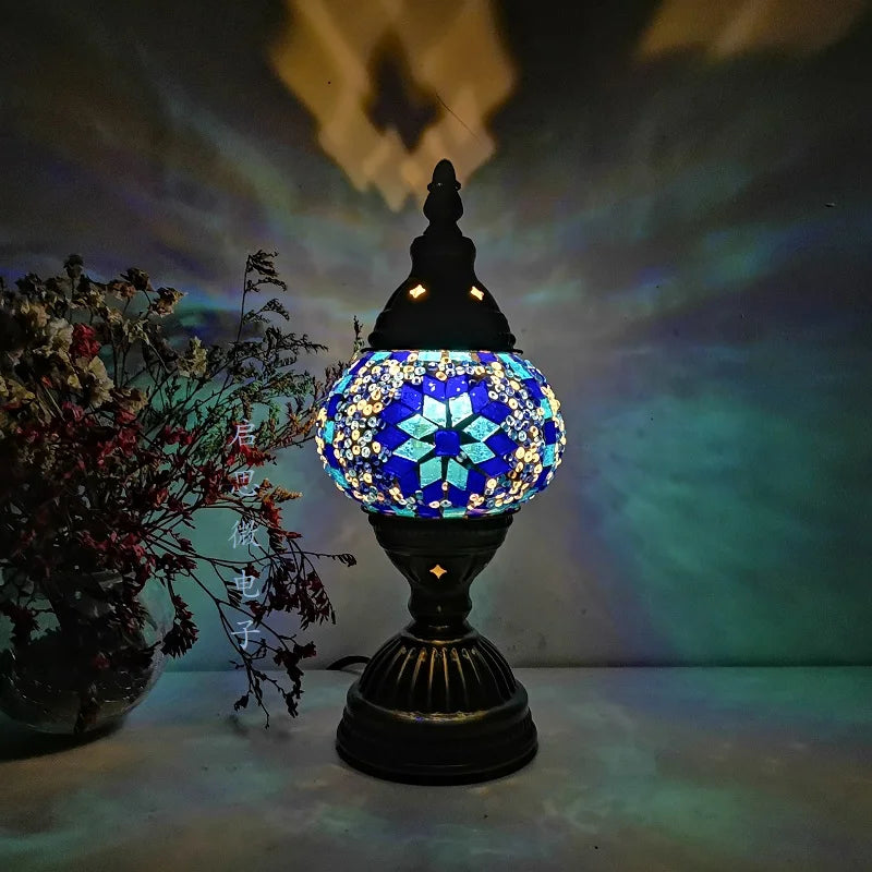 Turkish Adana Mosaic Table Lamp - Colorful Handcrafted Lighting Fixture for Living Room & Bedroom Decor