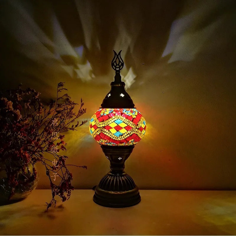 Turkish Adana Mosaic Table Lamp - Colorful Handcrafted Lighting Fixture for Living Room & Bedroom Decor