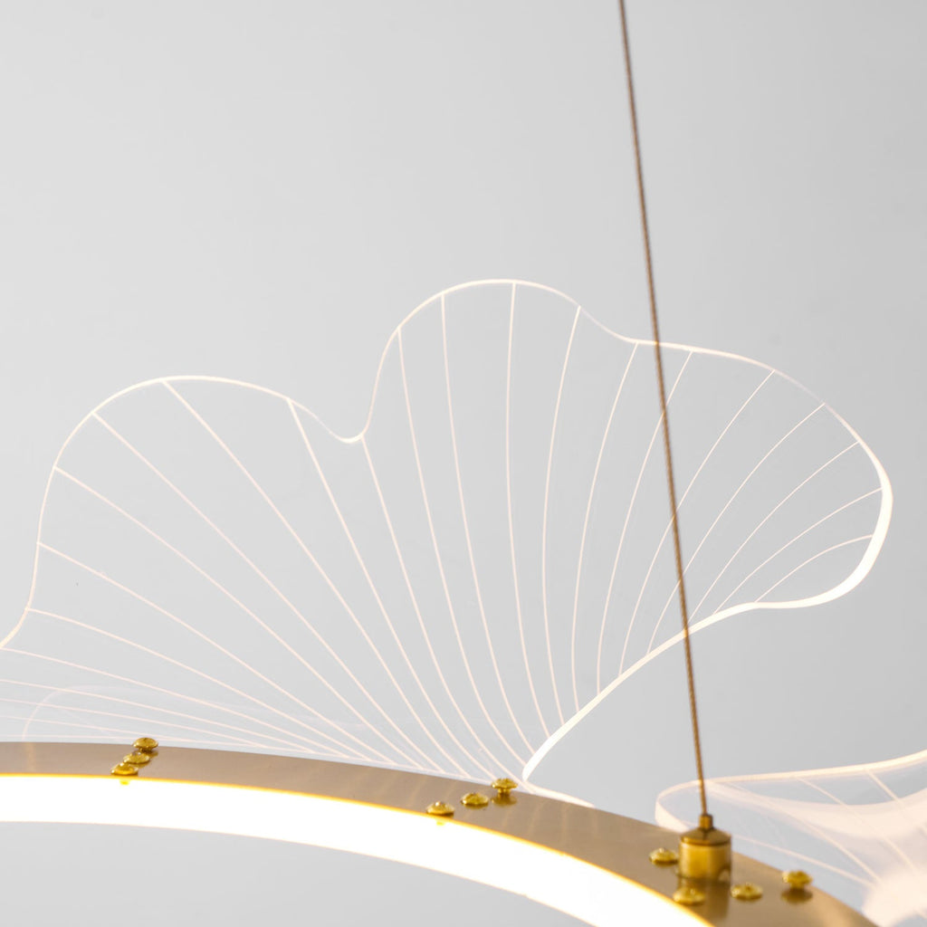 Leaf-Shaped LED Chandelier | Gold Finish, Dimmable & Ideal for Living Room or Kitchen