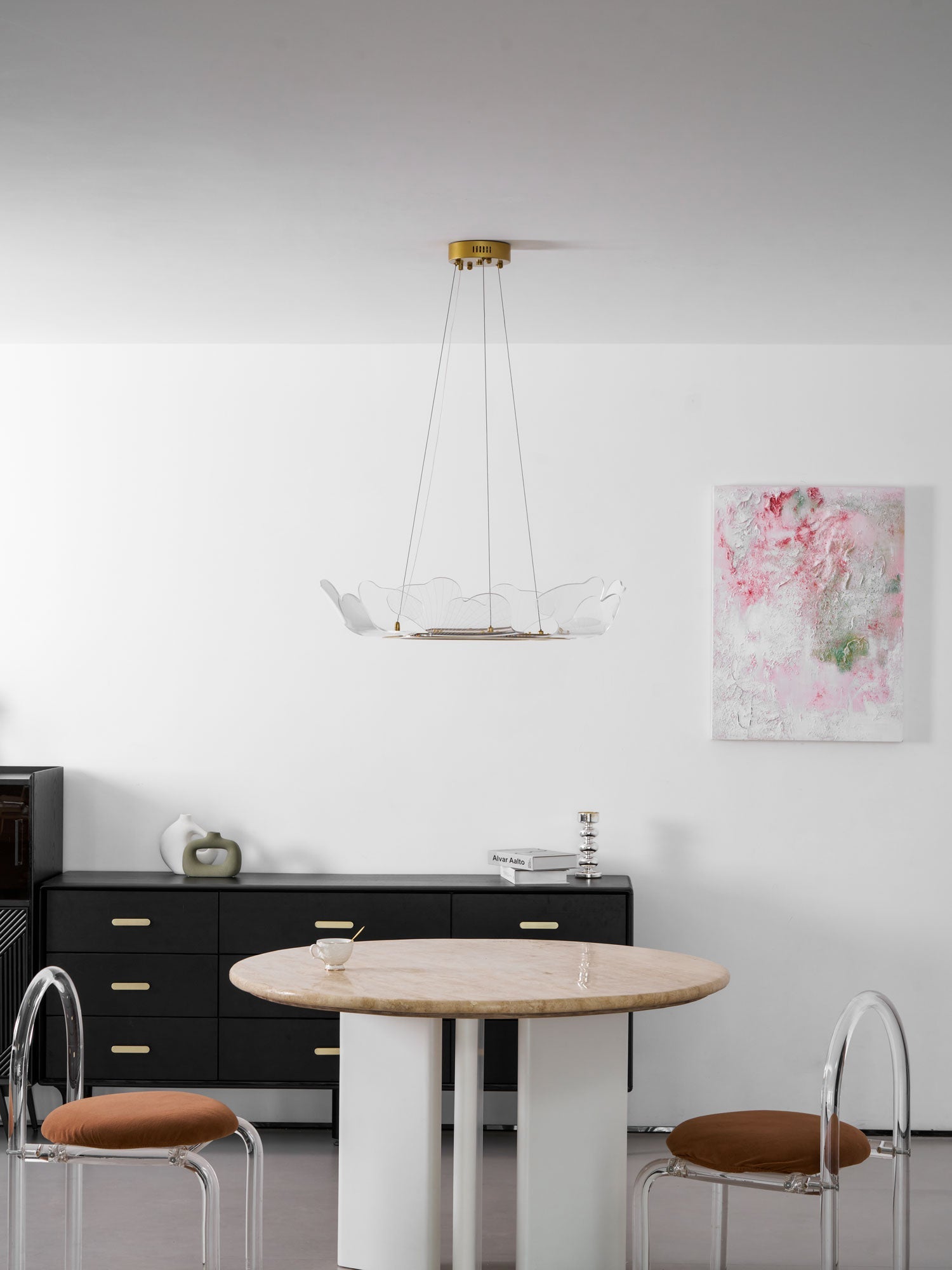 Leaf-Shaped LED Chandelier | Gold Finish, Dimmable & Ideal for Living Room or Kitchen
