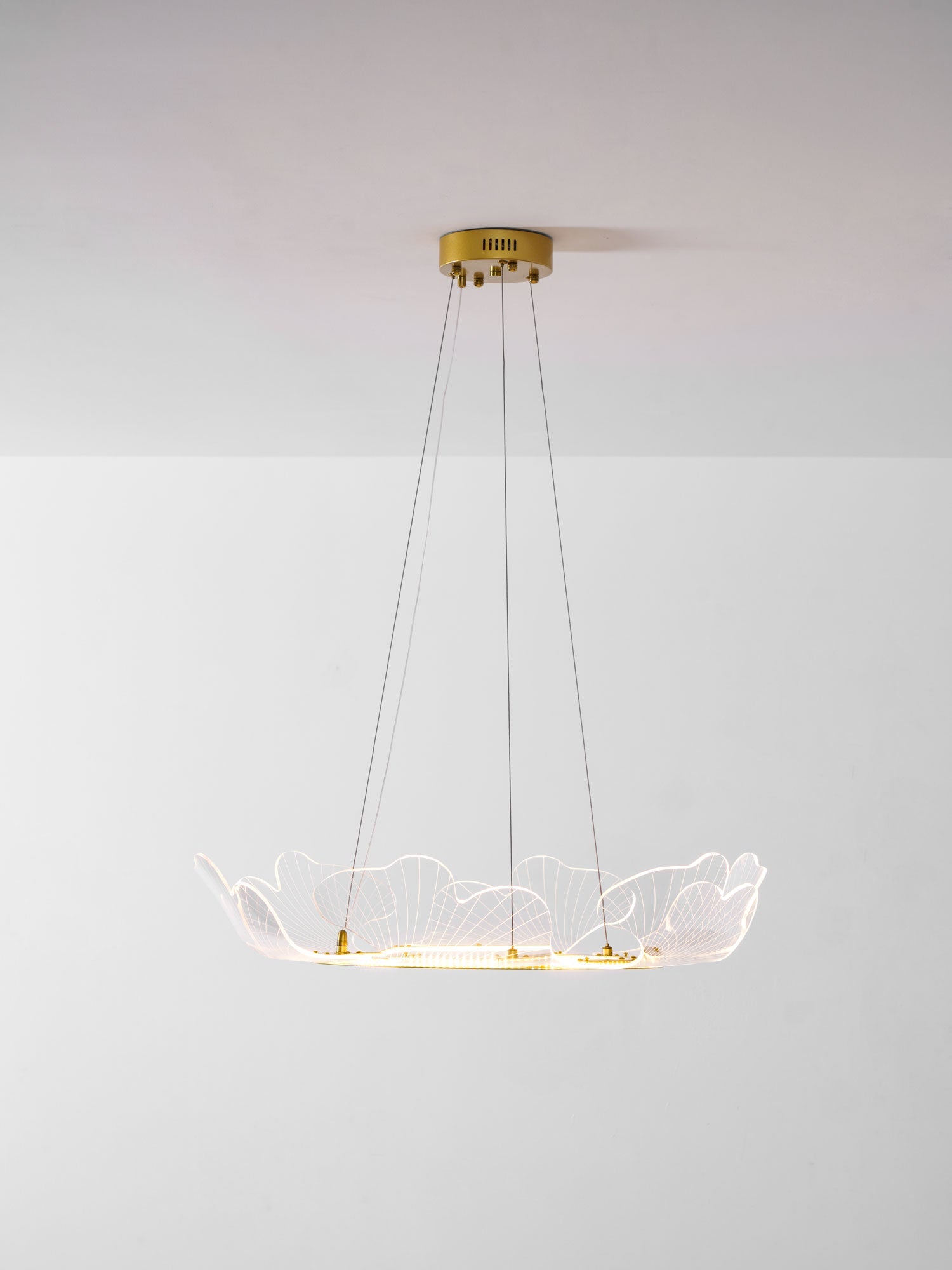 Leaf-Shaped LED Chandelier | Gold Finish, Dimmable & Ideal for Living Room or Kitchen