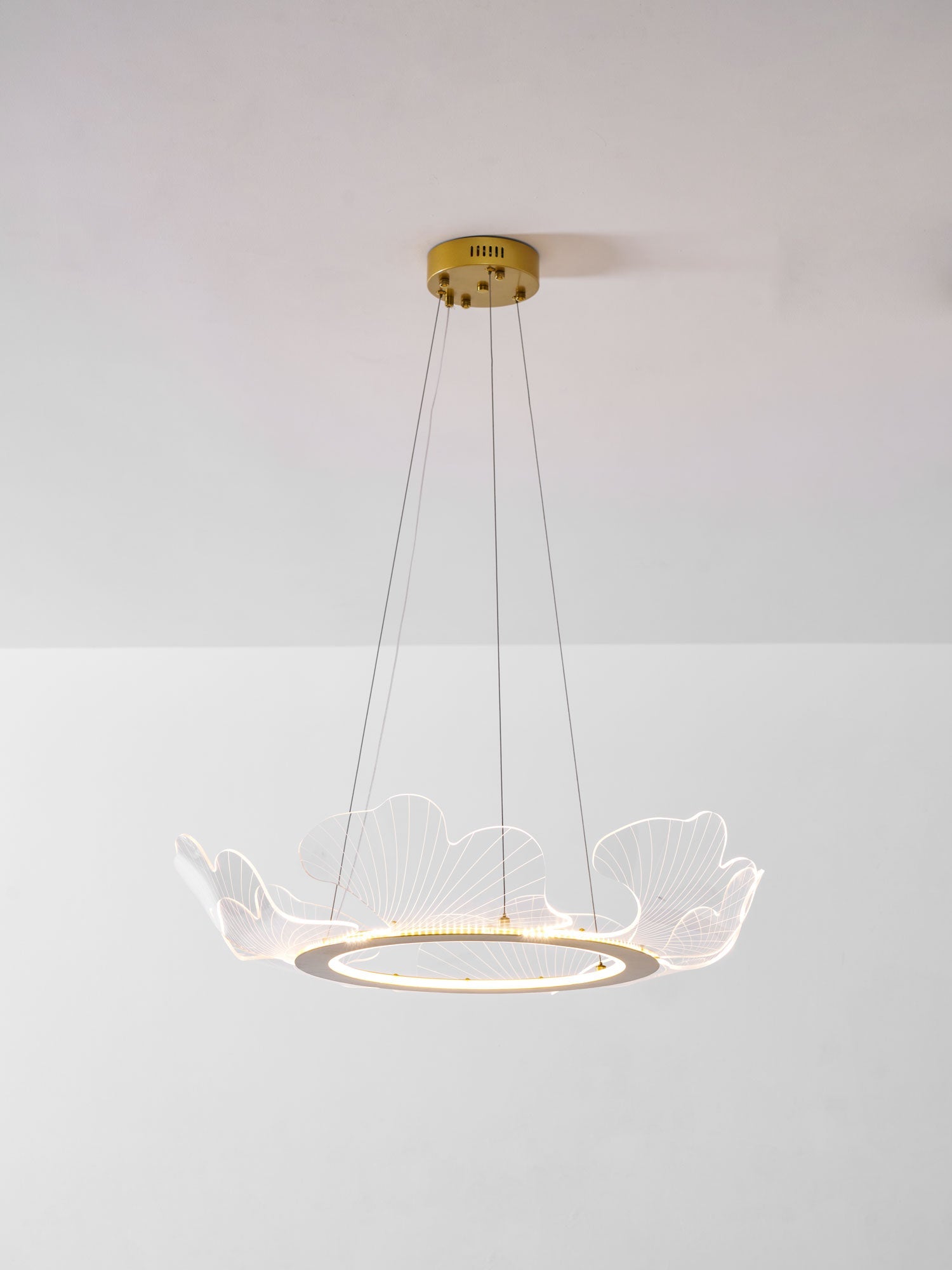 Leaf-Shaped LED Chandelier | Gold Finish, Dimmable & Ideal for Living Room or Kitchen