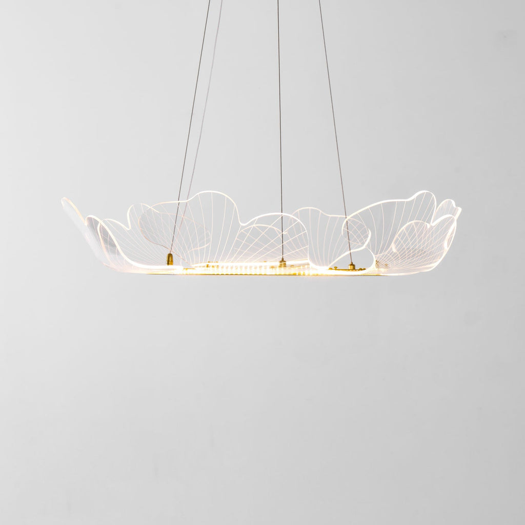 Leaf-Shaped LED Chandelier | Gold Finish, Dimmable & Ideal for Living Room or Kitchen