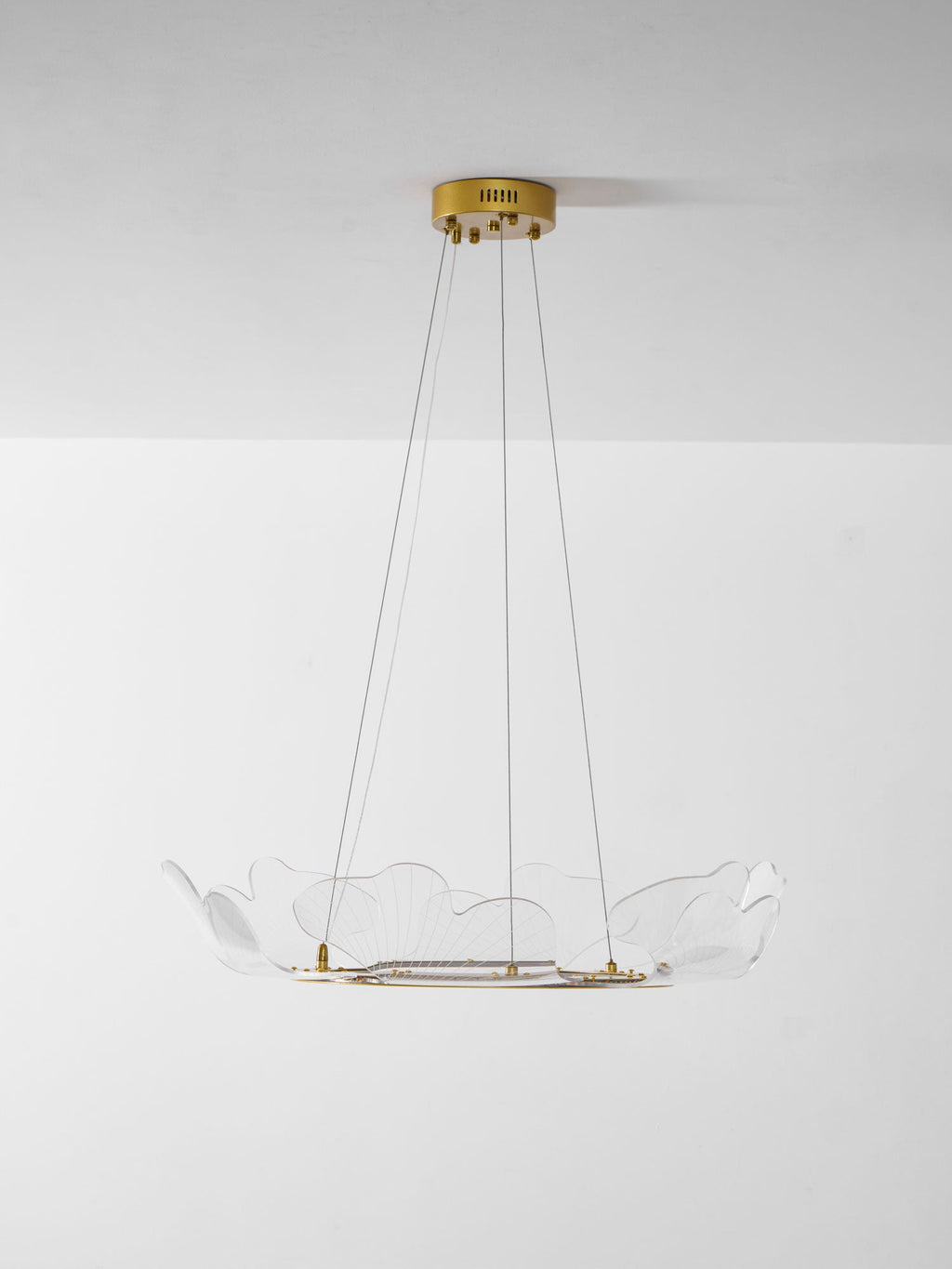 Leaf-Shaped LED Chandelier | Gold Finish, Dimmable & Ideal for Living Room or Kitchen