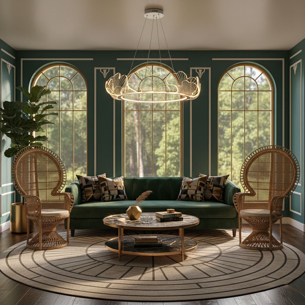 Leaf-Shaped LED Chandelier | Gold Finish, Dimmable & Ideal for Living Room or Kitchen