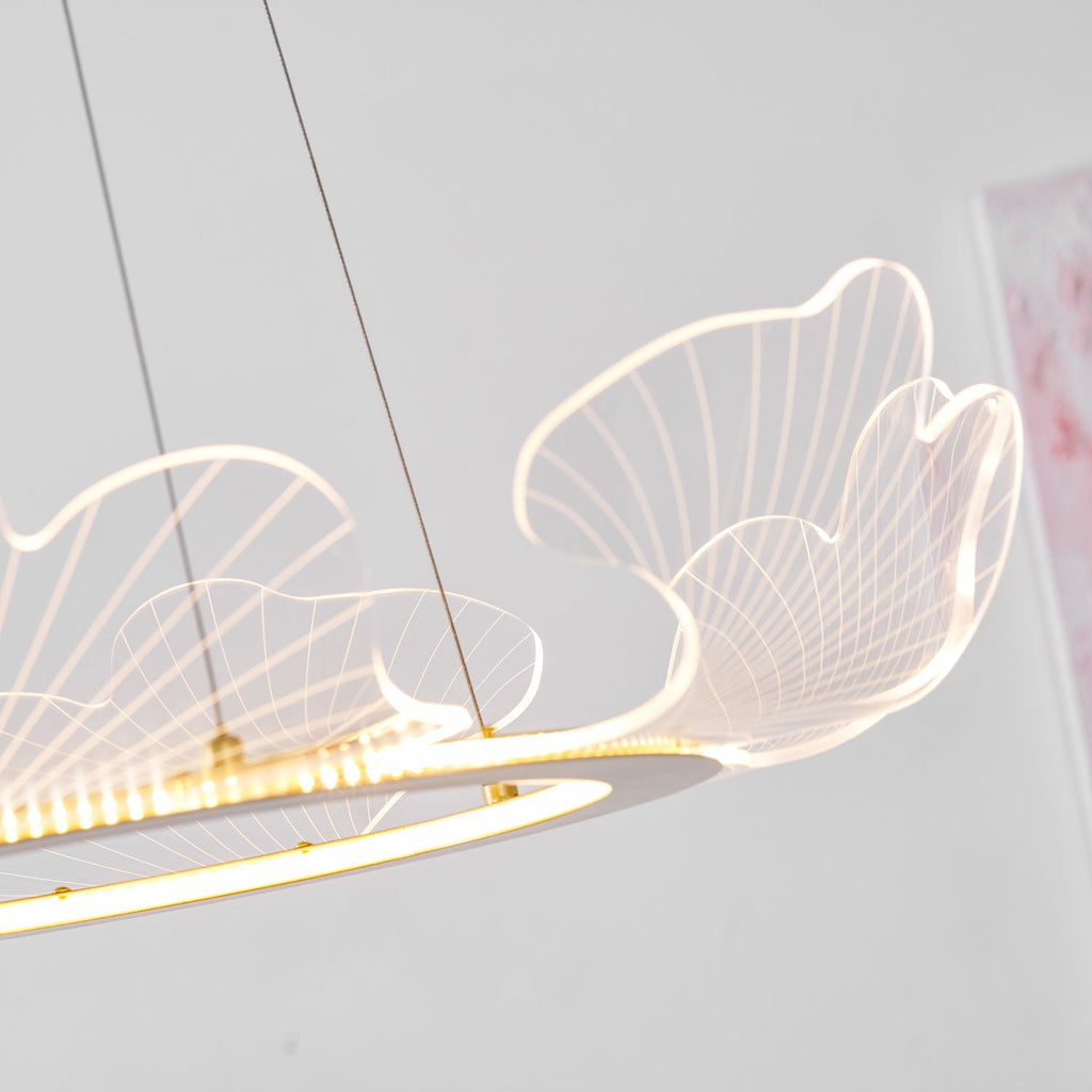 Leaf-Shaped LED Chandelier | Gold Finish, Dimmable & Ideal for Living Room or Kitchen