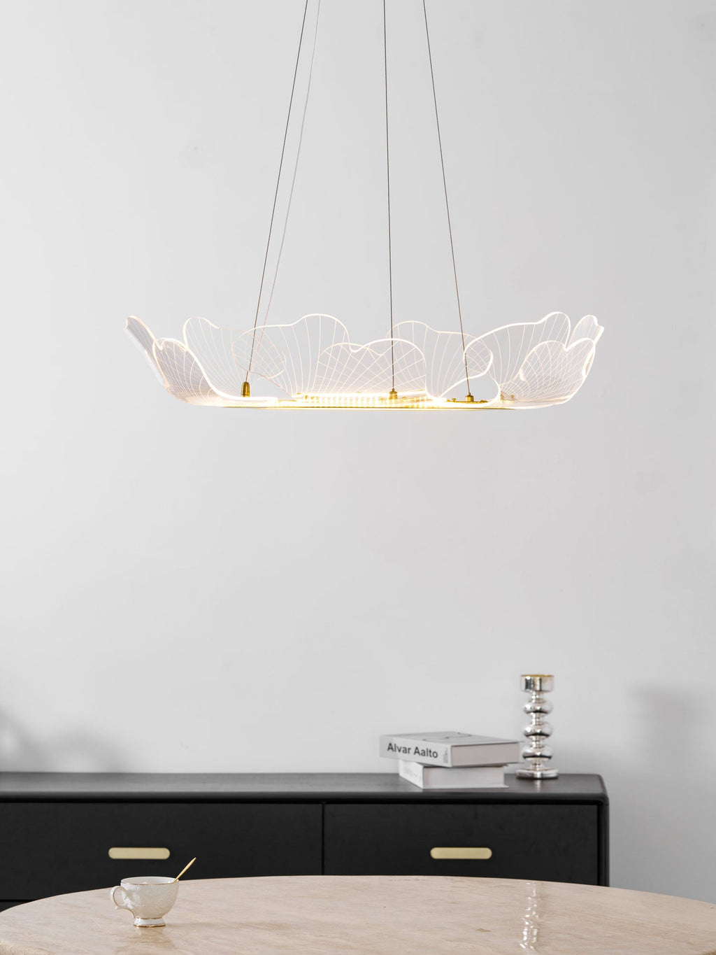 Leaf-Shaped LED Chandelier | Gold Finish, Dimmable & Ideal for Living Room or Kitchen