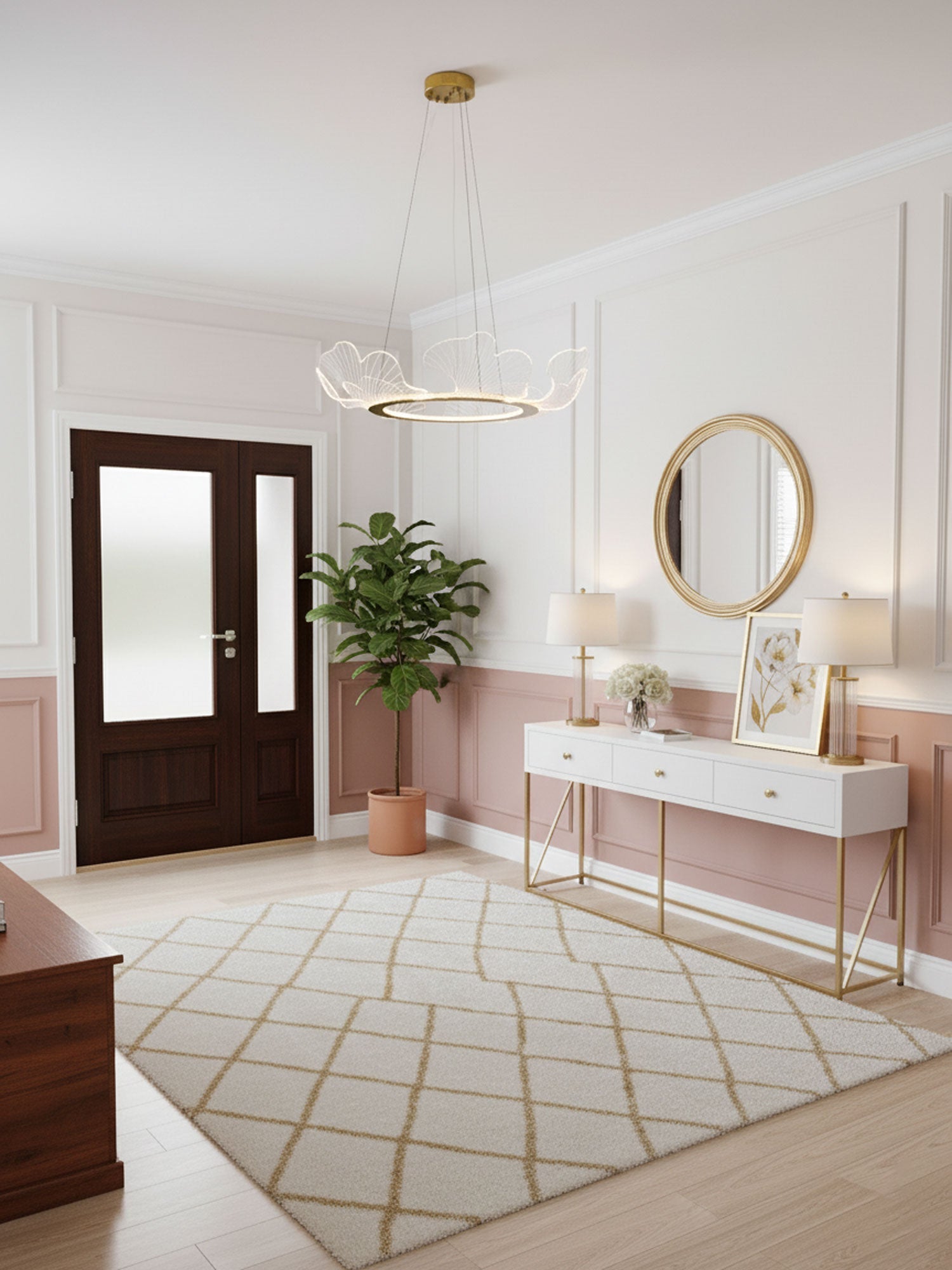 Leaf-Shaped LED Chandelier | Gold Finish, Dimmable & Ideal for Living Room or Kitchen