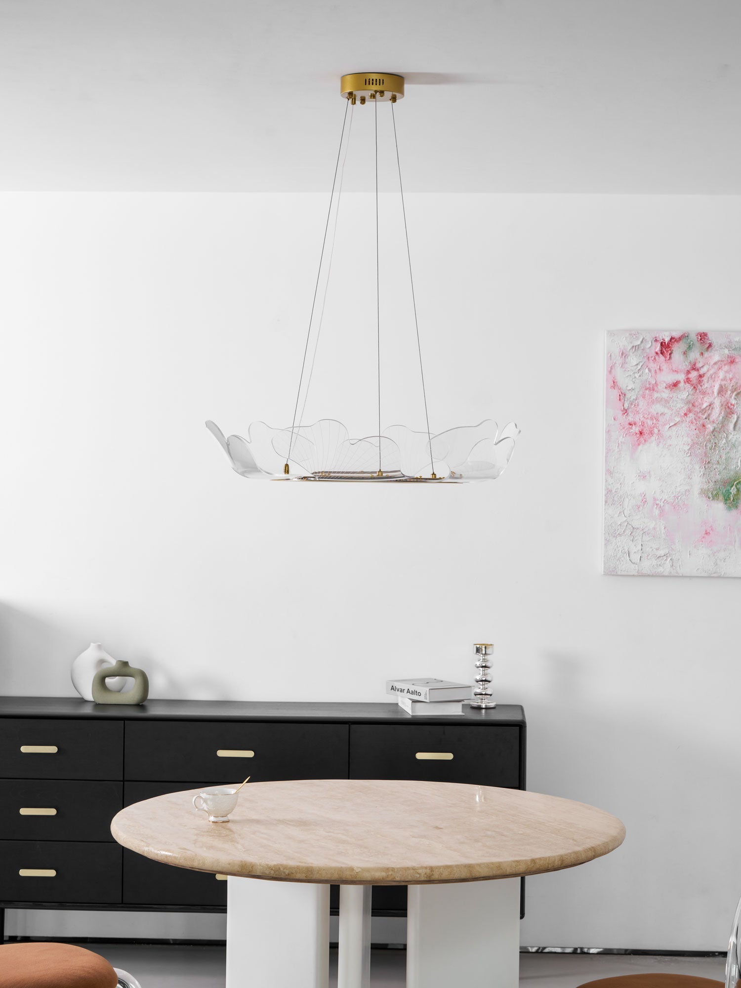 Leaf-Shaped LED Chandelier | Gold Finish, Dimmable & Ideal for Living Room or Kitchen