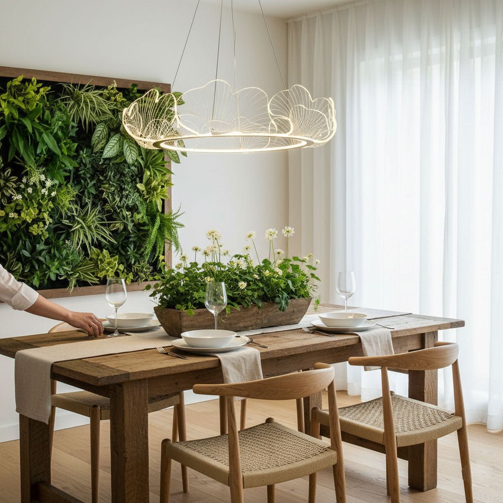 Leaf-Shaped LED Chandelier | Gold Finish, Dimmable & Ideal for Living Room or Kitchen