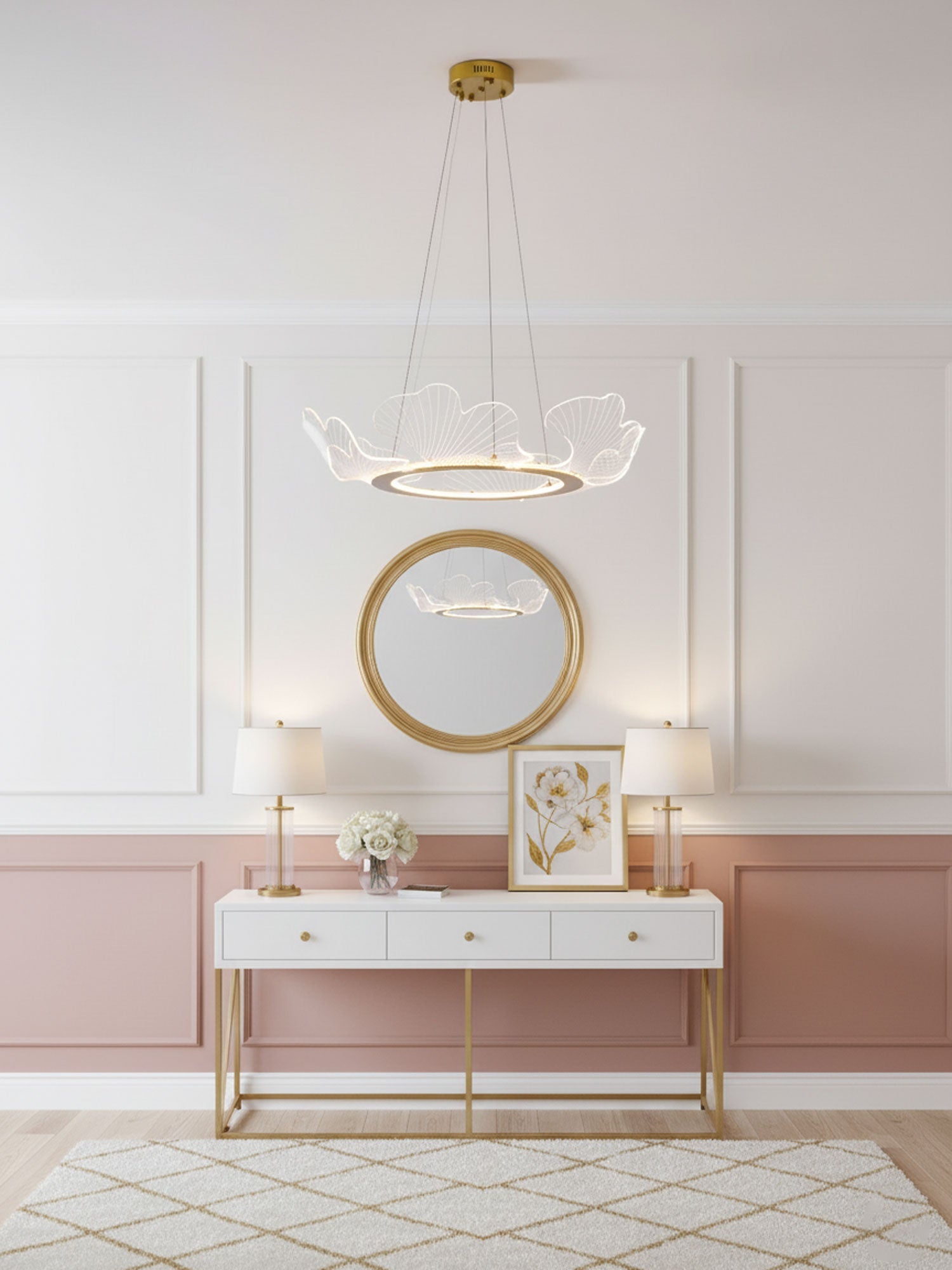 Leaf-Shaped LED Chandelier | Gold Finish, Dimmable & Ideal for Living Room or Kitchen