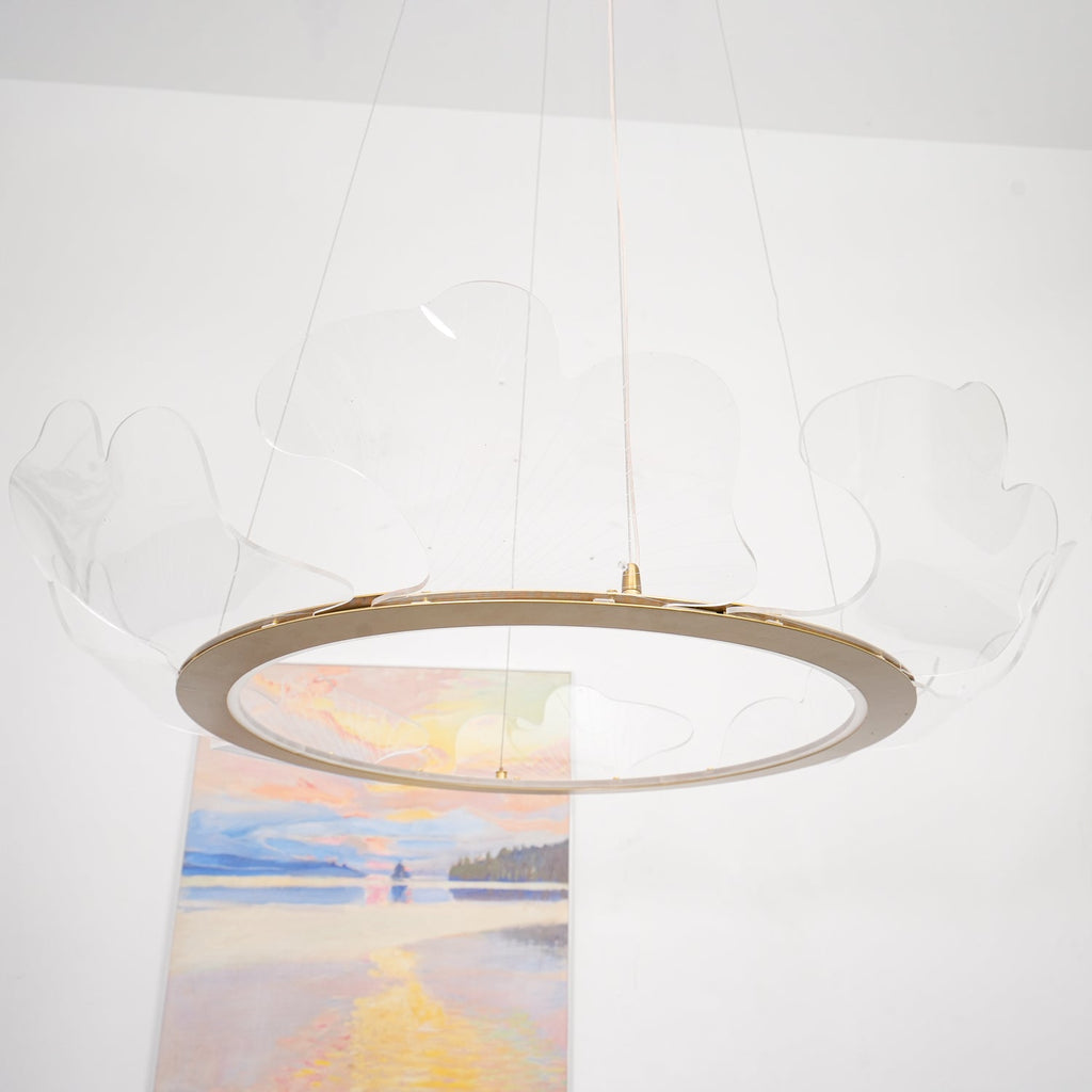 Leaf-Shaped LED Chandelier | Gold Finish, Dimmable & Ideal for Living Room or Kitchen