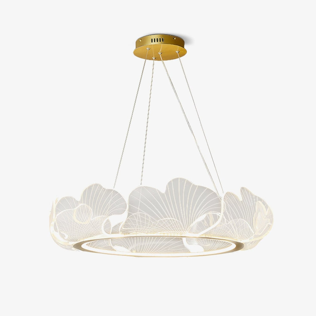 Leaf-Shaped LED Chandelier | Gold Finish, Dimmable & Ideal for Living Room or Kitchen